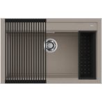   Elleci BEST 130 Workstation Szett G43 Tortora gránit egymedencés mosogatótál