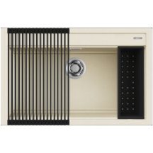   Elleci BEST 130 Workstation Szett G62 Bianco antico gránit egymedencés mosogatótál