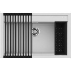 Elleci BEST 130 Workstation Szett G68 Bianco gránit egymedencés mosogatótál