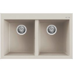 Elleci QUADRA 350 G39 Bianco soft gránit kétmedencés mosogatótál